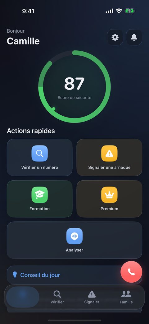 AppelMalin — aperçu de l'app