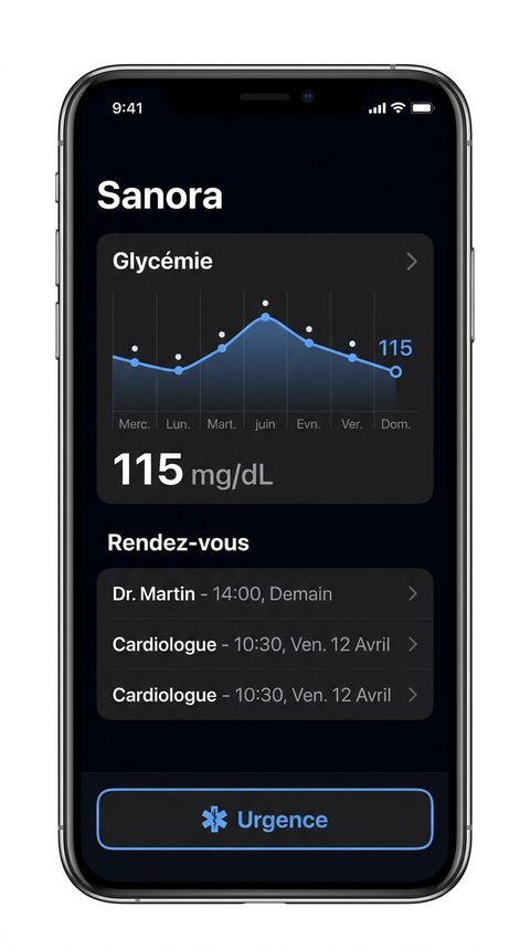 Sanora — aperçu de l'app